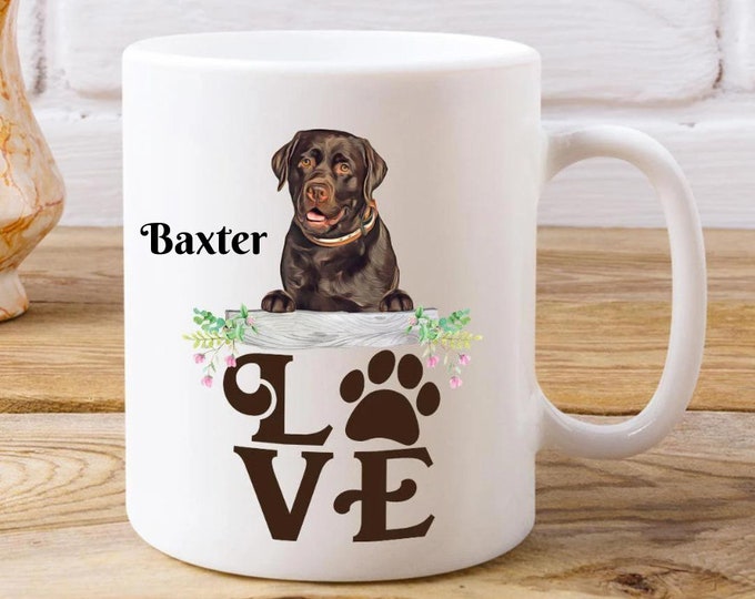 Chocolate Labrador Coffee Mug Gif For Dog Mom Custom Pet Mug Customized Pet Mug Custom Dog Mug  Personal Coffee Mug Dog Lover Coffee Mug