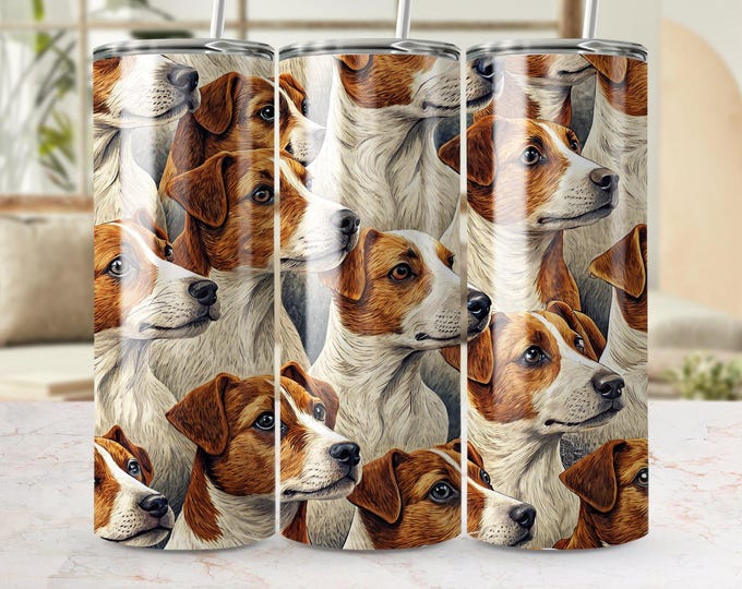 Jack Russell Tumbler Wrap, 20oz Skinny Tumbler PNG, Dog Sublimation Designs, Pet Tumbler Wrap, Animal Digital Download