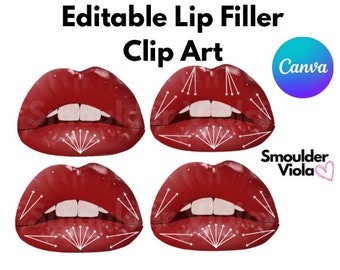 Lip Dermal Filler Illustrations, injection points for aesthetics clinic, practitioner and nurse