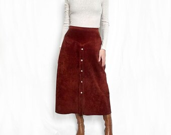 True Vintage 60s Rust Suede Leather Skirt