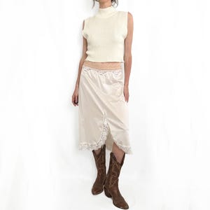 Vintage Cream Satin Lace Slip Skirt
