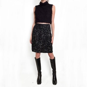Vintage Black Sequin Silk Mini Skirt