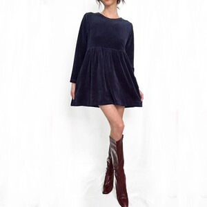 Vintage 90s Navy Velvet Babydoll Dress