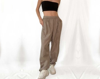 Vintage Taupe Silk Baggy Pants