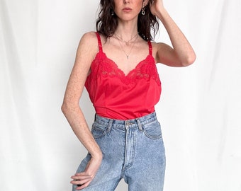 Vintage Red Satin Lace Cami
