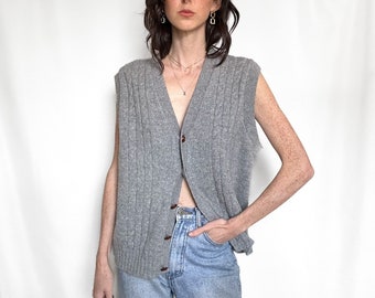 Vintage Gray Wool Sweater Vest