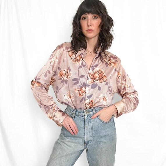 70s Psychedelic Rose Button Down - image 2