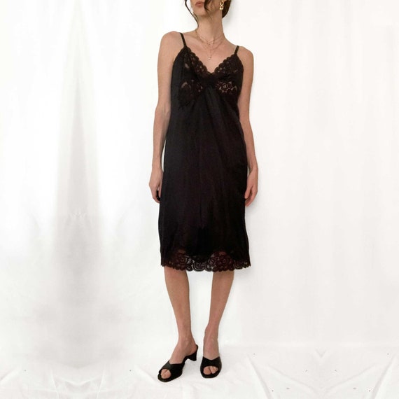Vintage 70s Vanity Fair Black Slip Dress - image 7
