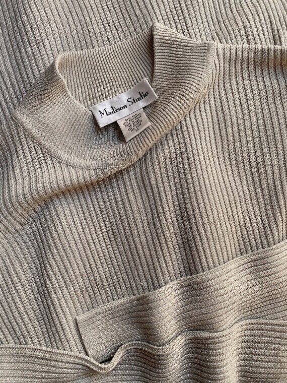 Deadstock Vintage Silver Silk Mockneck Sweater - image 6