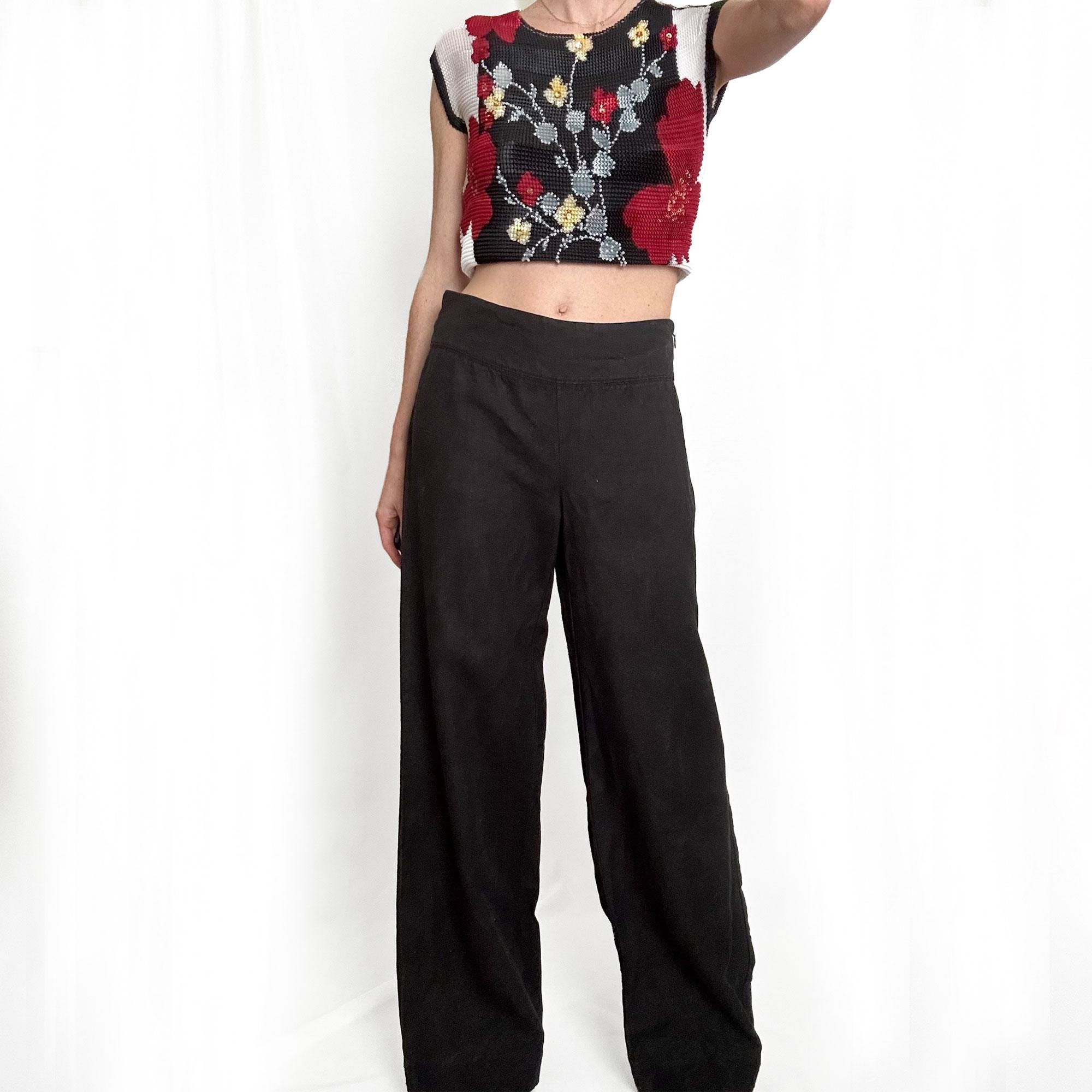 Y2K Banana Republic Black Linen Wide Leg Pants - Etsy