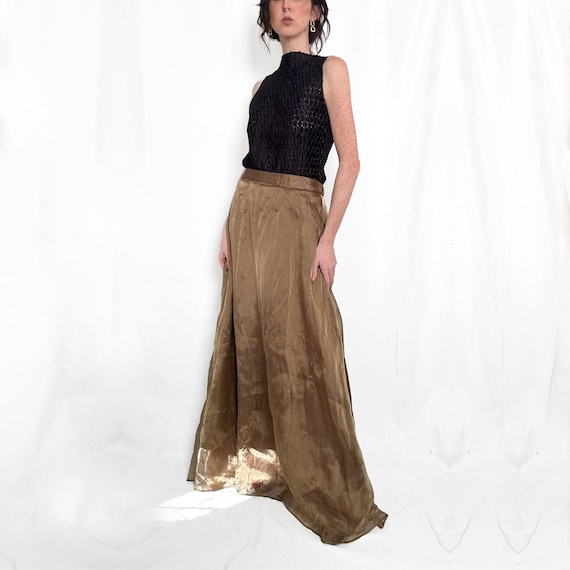 Vintage Gold Organza Maxi Skirt - image 4