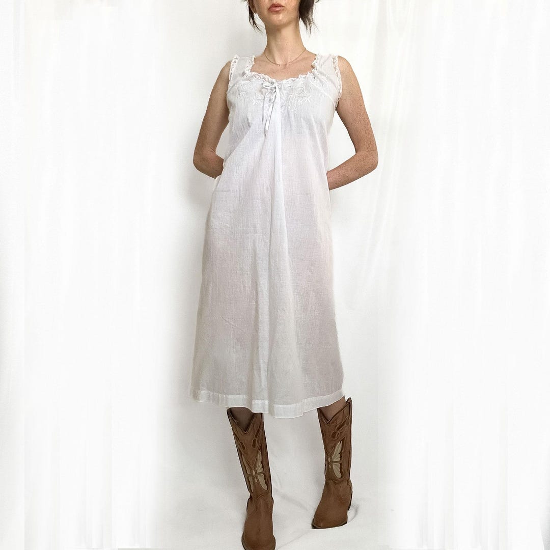Antique 1900s Edwardian Cotton Shift Dress - Etsy