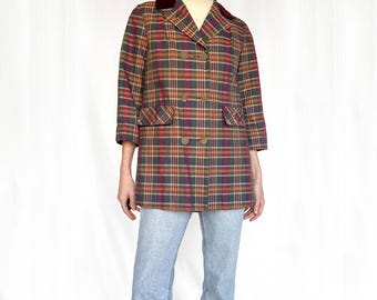 Vintage 60s Holiday Plaid Swing Blazer