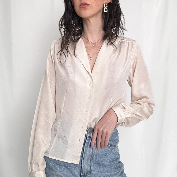 Vintage Pearl Satin Button Down - image 4