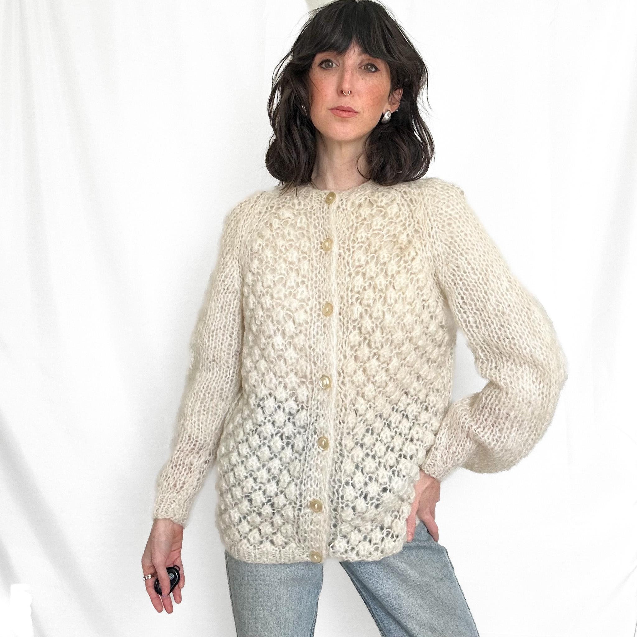 fluffy knit cardigan- Ivory lawgy