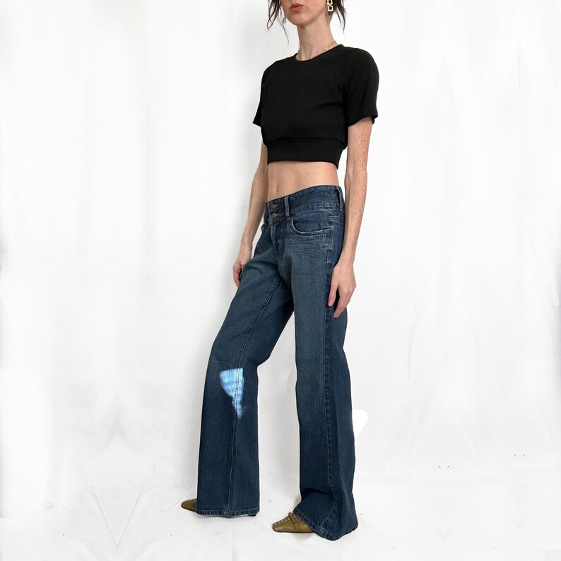 Y2K Low Rise Dark Wash Flare Jeans image 5