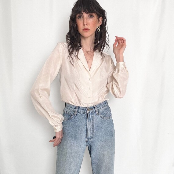 Vintage Pearl Satin Button Down - image 2