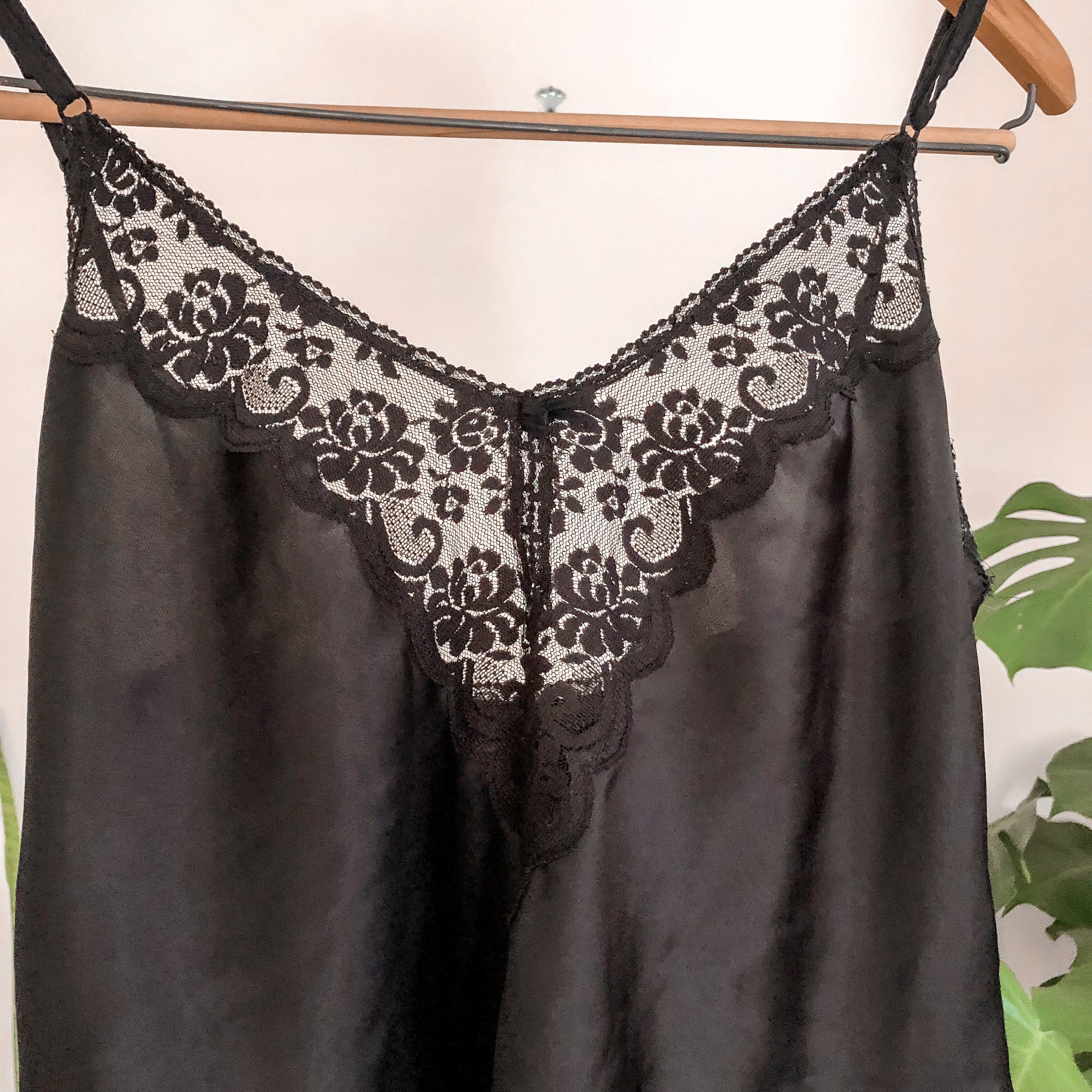 Vintage black satin slip main image 0