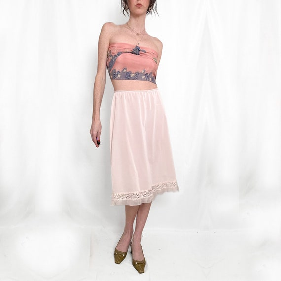 True Vintage Pink Lace Slip Skirt - image 6