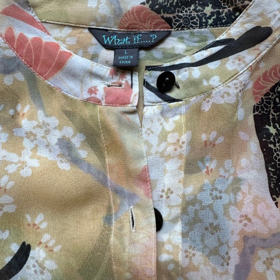 Y2K Sheer Floral Silk Button Down - image 9