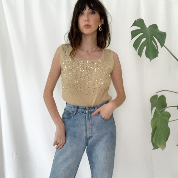 Vintage Gold Sequin Knit Tank