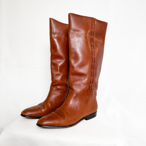 Vintage Brown Leather Knee High Boots