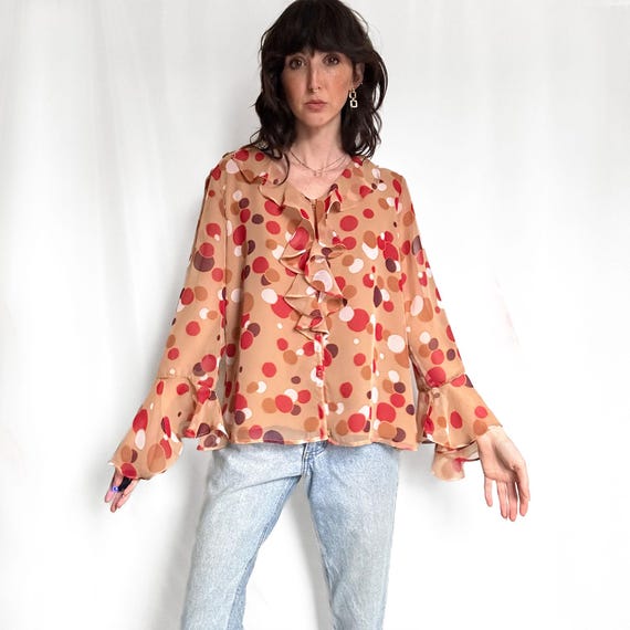 Vintage Mod Polka Dot Ruffle Top - image 6