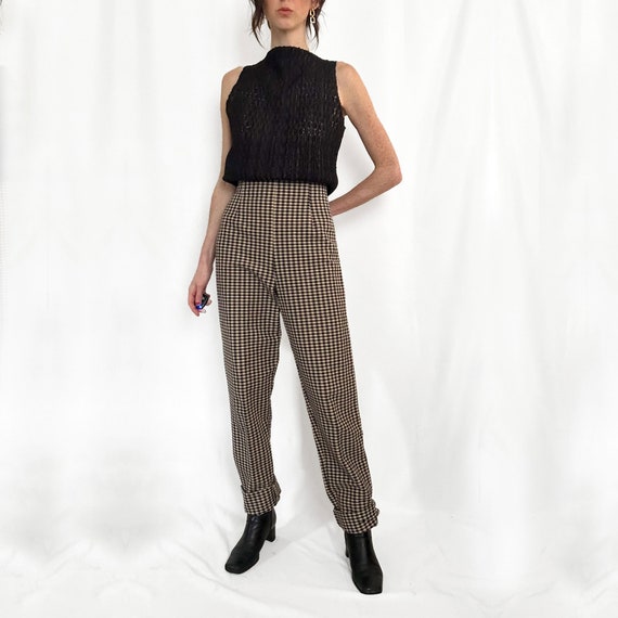 Vintage 90s Checkered Cotton Pants - image 8