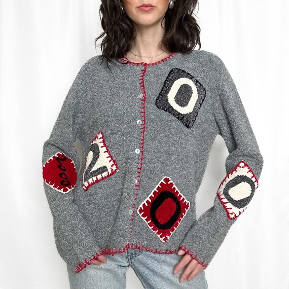 Y2K Novelty Patchwork Millenium Cardigan - image 3