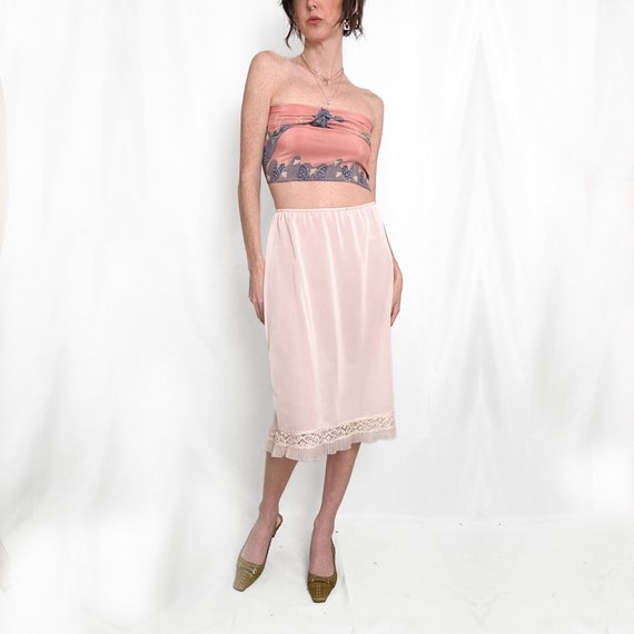 True Vintage Pink Lace Slip Skirt - image 8
