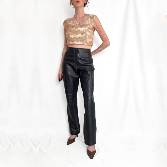 High Rise Vegan Leather '70s Flare Pants