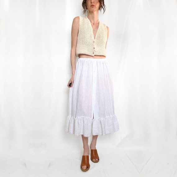 Vintage White Prairie Ruffle Skirt - image 7