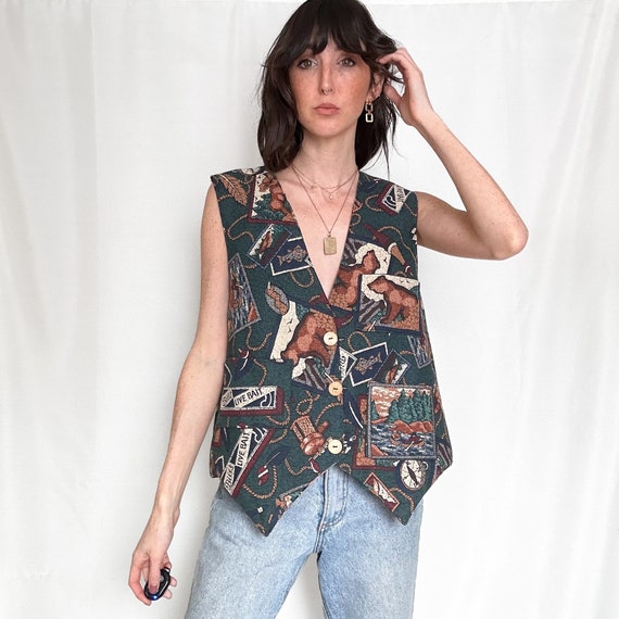 Vintage Patchwork Plaid Reversible Novelty Vest - image 4