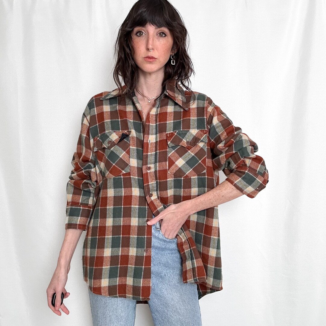 The Nu Vintage - Ray Flannel Button Down Orange Brown main image 0