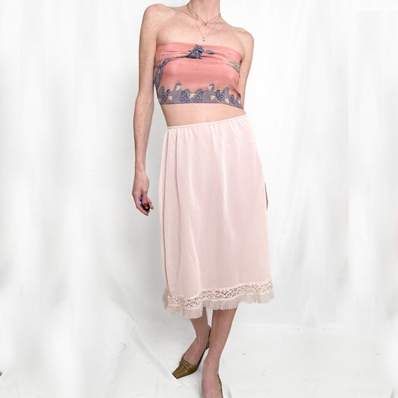 True Vintage Pink Lace Slip Skirt - image 4