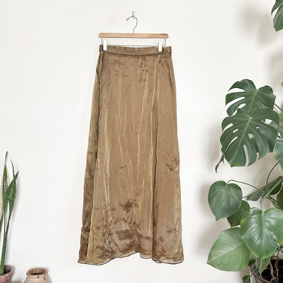 Vintage Gold Organza Maxi Skirt - image 3