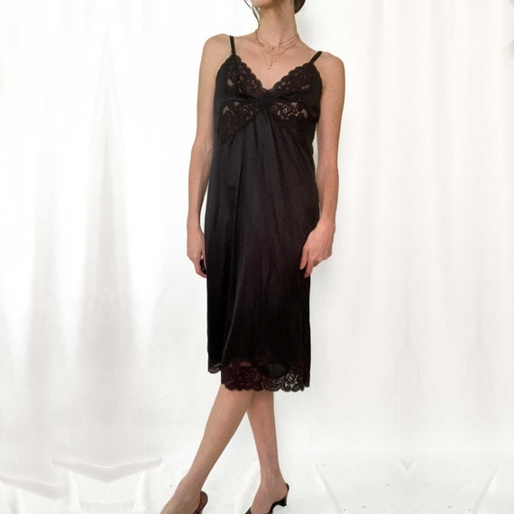 Vintage 70s Vanity Fair Black Slip Dress - image 8