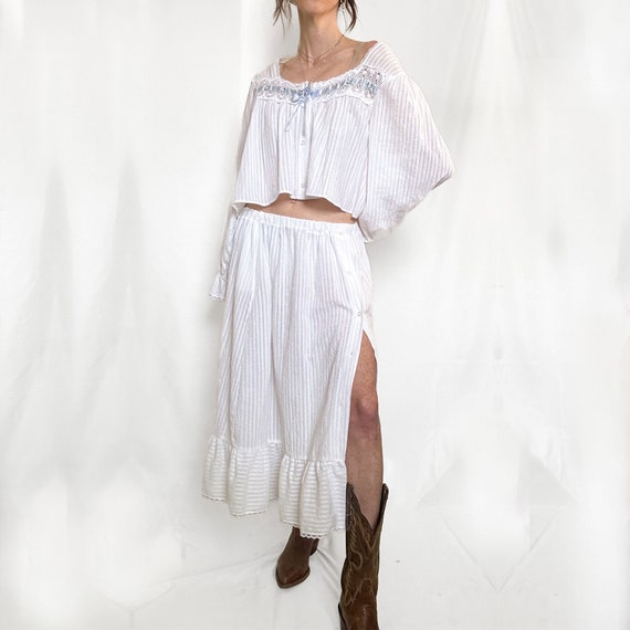 Vintage White Prairie Ruffle Skirt - image 9