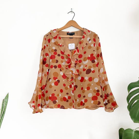 Vintage Mod Polka Dot Ruffle Top - image 7