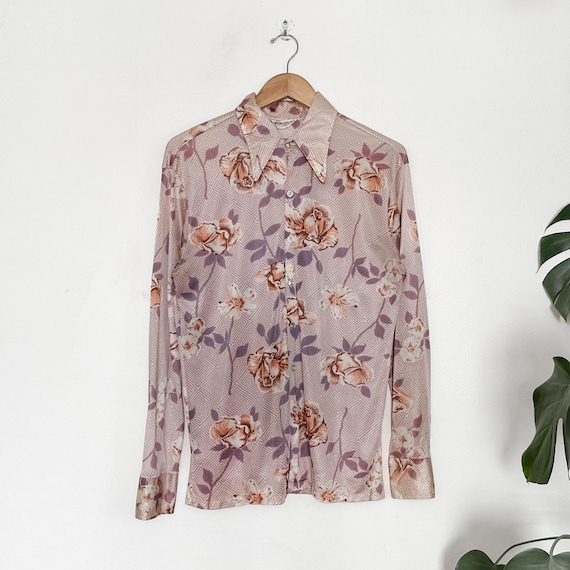 70s Psychedelic Rose Button Down - image 3