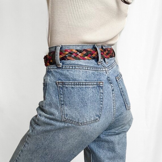 Vintage Rainbow Woven Leather Belt - image 4