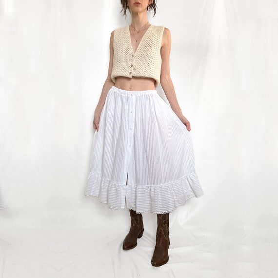 Vintage White Prairie Ruffle Skirt - image 3