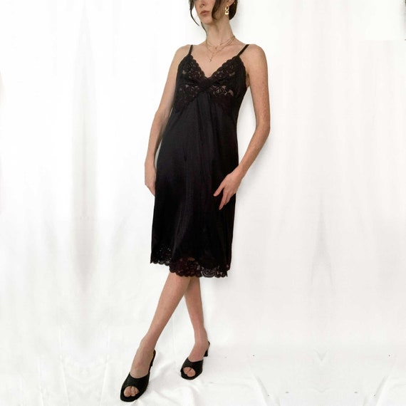 Vintage 70s Vanity Fair Black Slip Dress - image 5