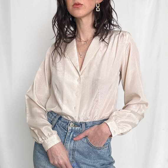 Vintage Pearl Satin Button Down - image 7