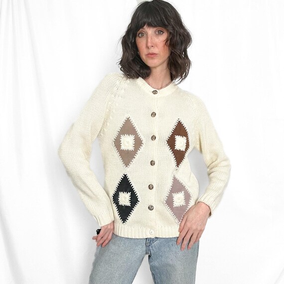 Vintage 60s Suede Patchwork Cardigan - Etsy
