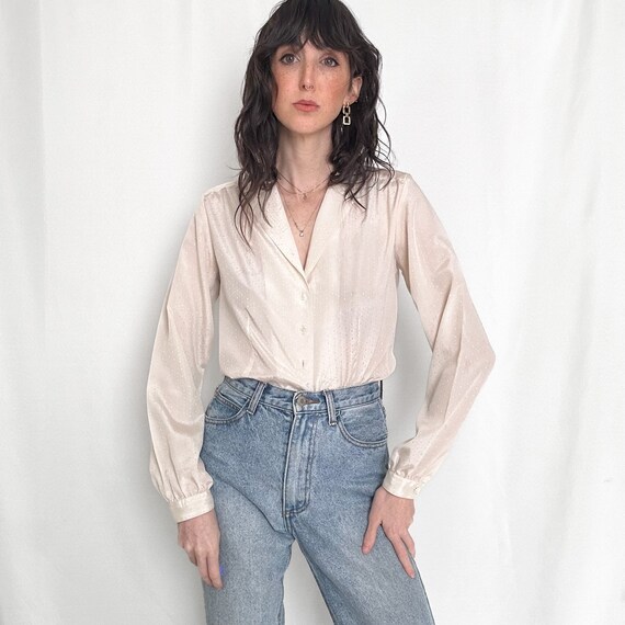 Vintage Pearl Satin Button Down - image 8