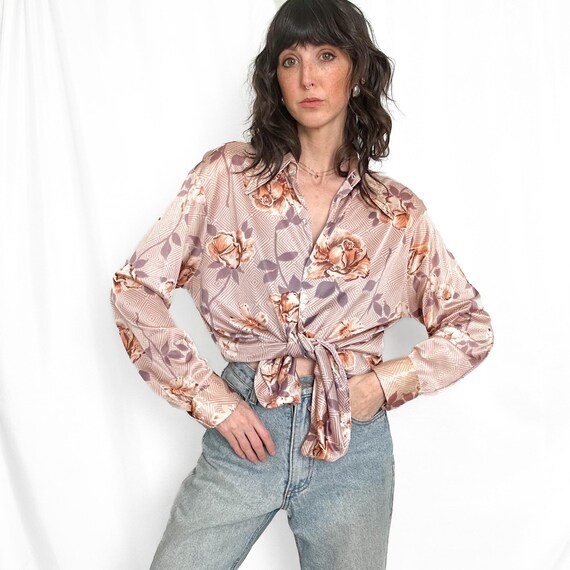 70s Psychedelic Rose Button Down - image 8