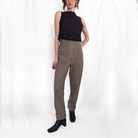 Vintage 90s Checkered Cotton Pants - image 1