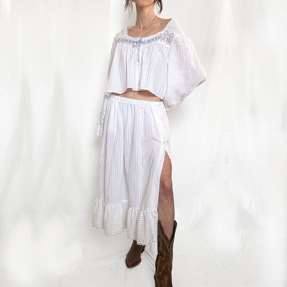 Vintage White Prairie Ruffle Skirt - image 2