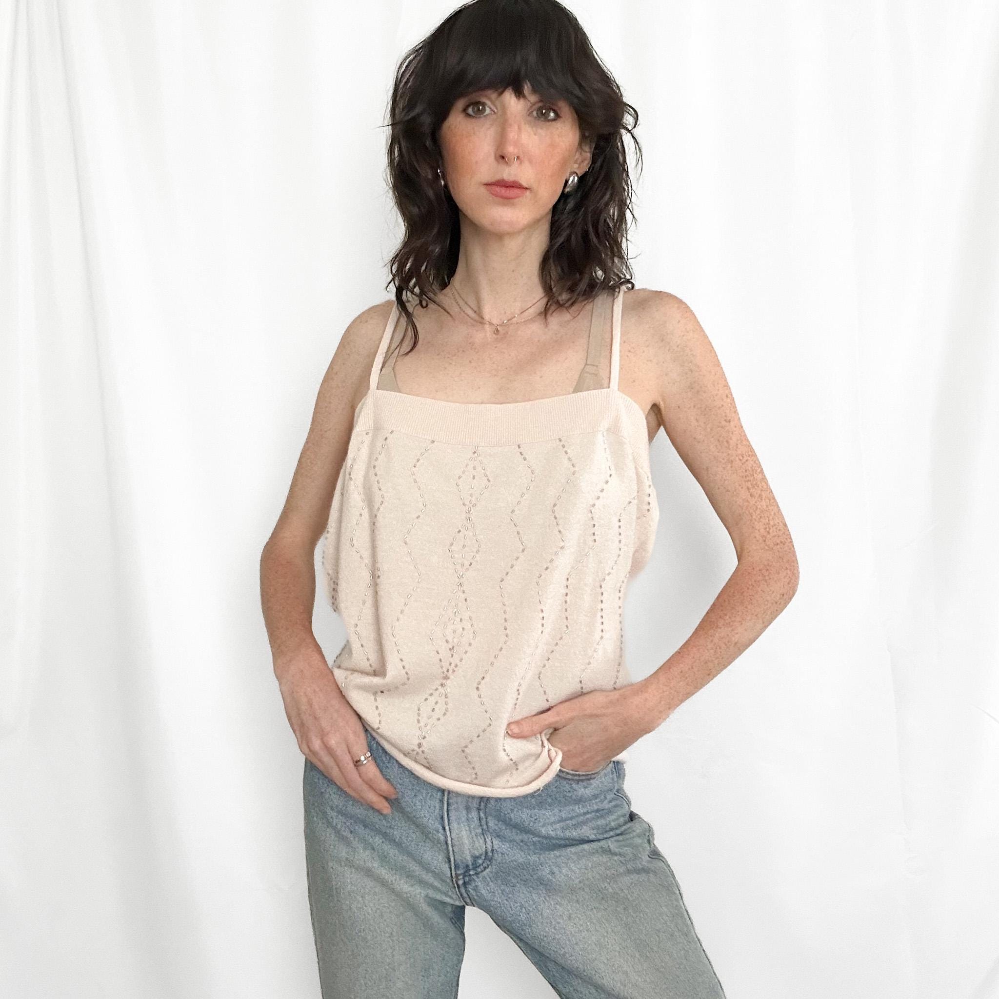 Modern angora camisole with pearl beads Paris ヴィンテージ ニット Experience The 960 Kalena Camisole | American Breast Care